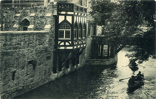 Haus Rechen mit Wassergraben um 1900