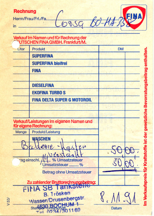 Tankstelle an der Drusenbergstrasse 1991