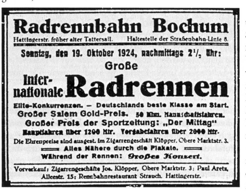 Radrennbahn 1924